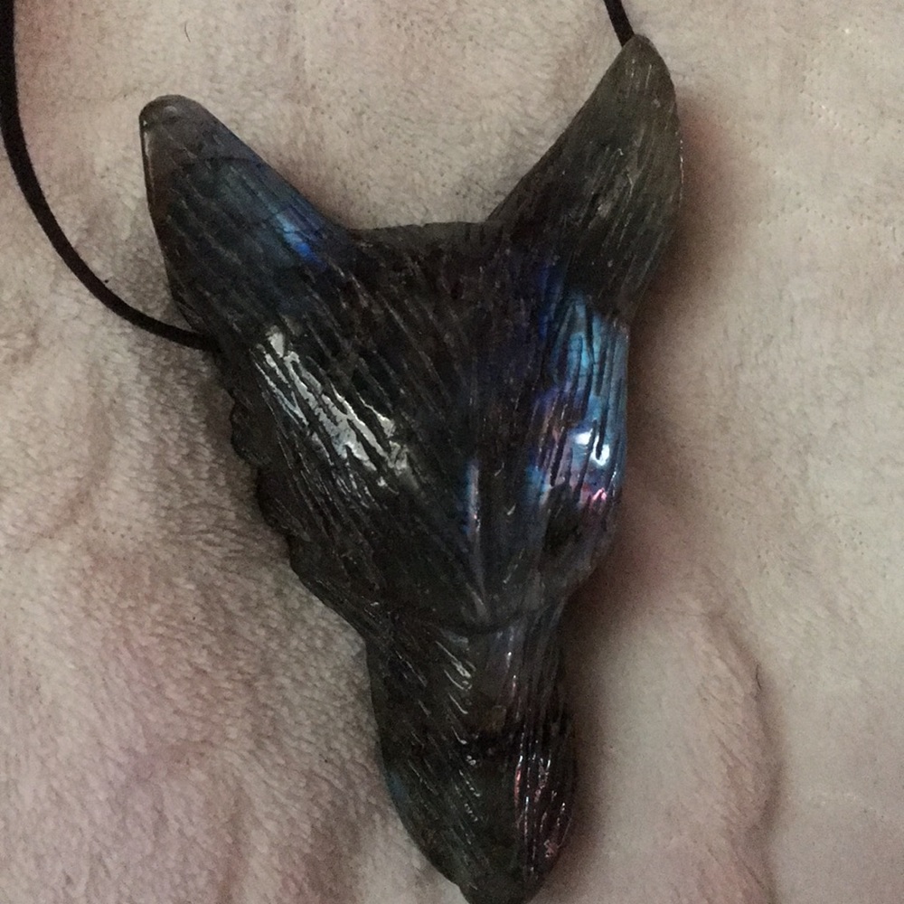 Labradorite wolf necklace